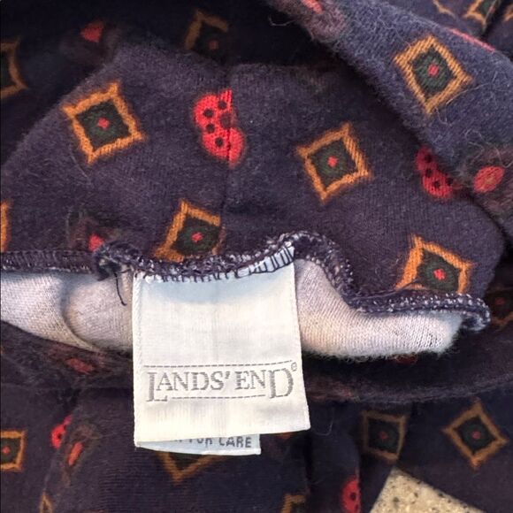 LANDS' END Vintage 80s/90s Geometric Print Mock Neck Midi Dress Made In USA - Picture 4 of 8